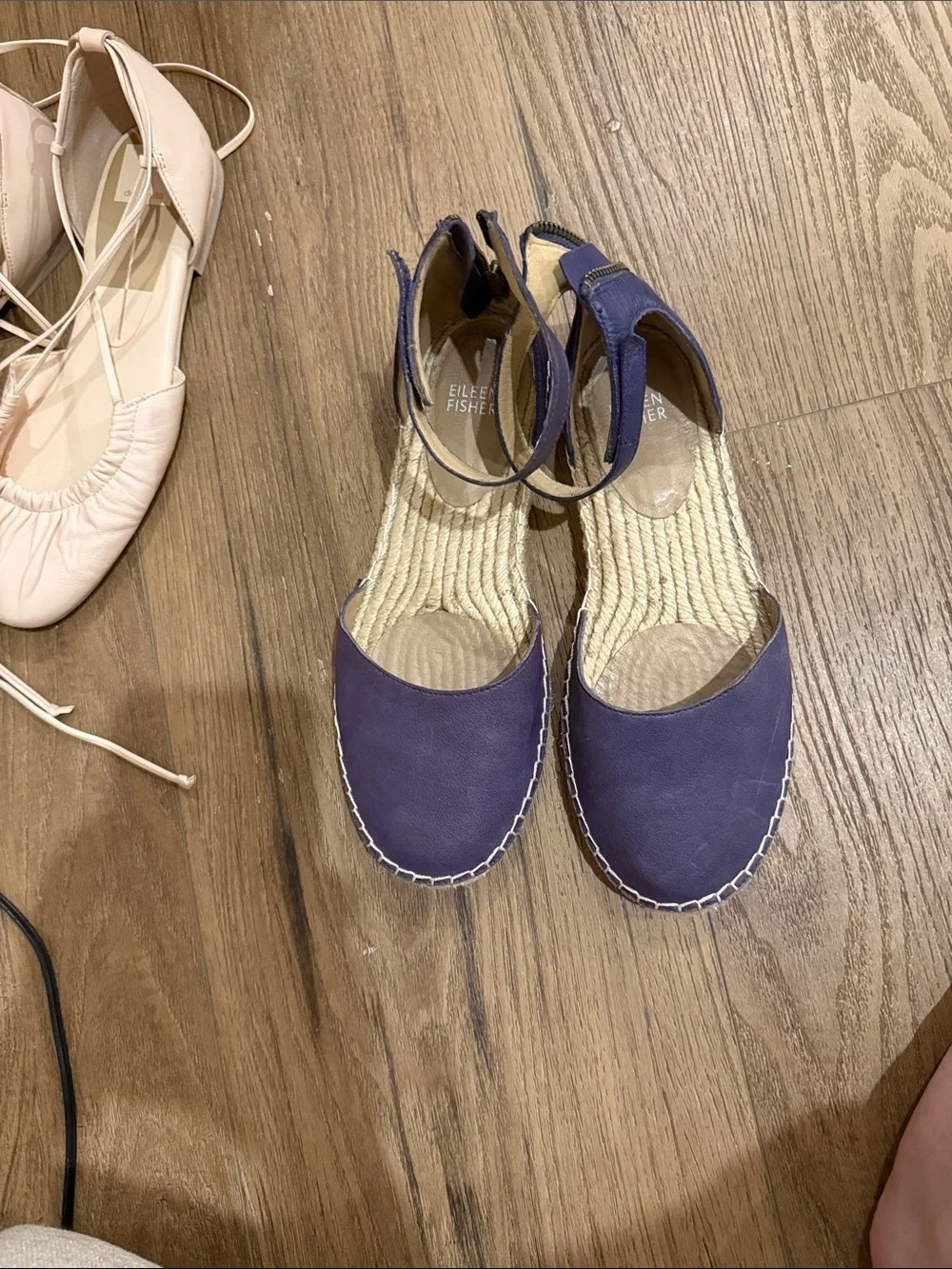 Eileen Fisher / purple ankle strap Lala Espadrille Flat 8.5